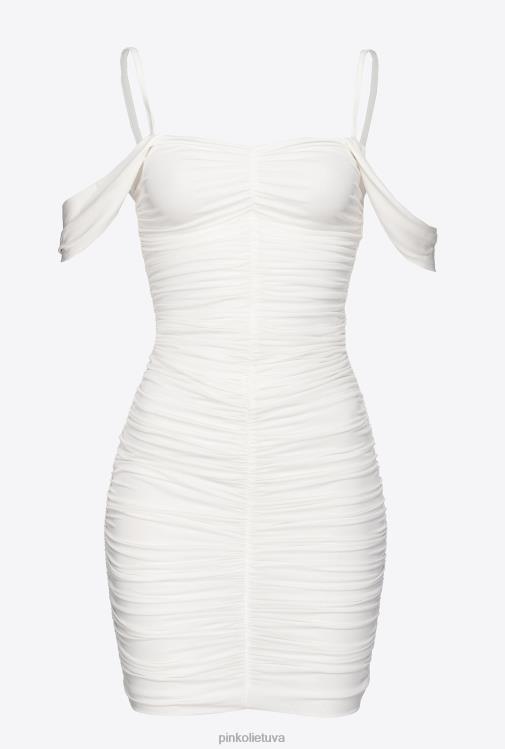 trumpos suknelės | DH06P23 mini drapiruota trikotažinė suknelė Pinko ryškiai balta