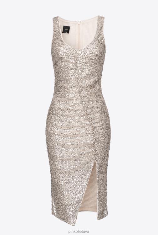 trumpos suknelės | DH06P2 blizgučiais puošta mini suknelė Pinko metalinis sidabras