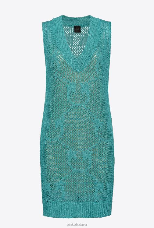 trumpos suknelės | DH06P31 tinklinio dygsnio megzta mini suknelė Pinko mėlyna