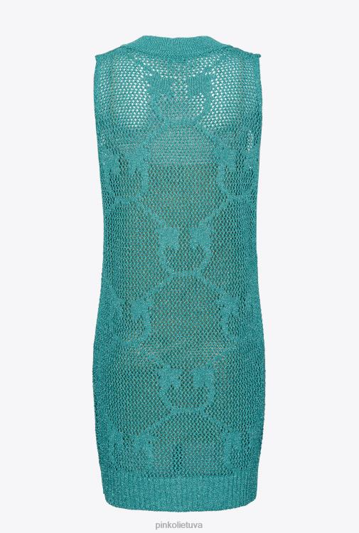 trumpos suknelės | DH06P31 tinklinio dygsnio megzta mini suknelė Pinko mėlyna