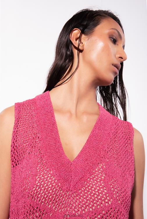 trumpos suknelės | DH06P32 tinklinio dygsnio megzta mini suknelė Pinko aviečių raudonumo