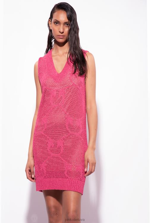 trumpos suknelės | DH06P32 tinklinio dygsnio megzta mini suknelė Pinko aviečių raudonumo