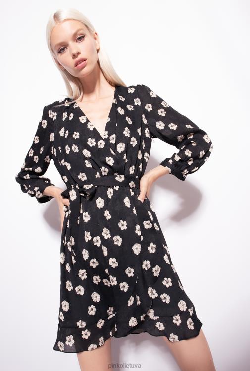 trumpos suknelės | DH06P57 grafinė gėlėta mini suknelė Pinko juoda/ekru