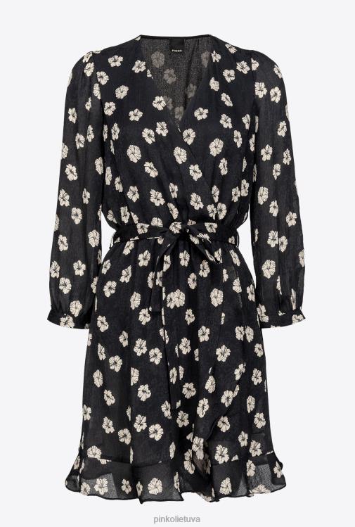 trumpos suknelės | DH06P57 grafinė gėlėta mini suknelė Pinko juoda/ekru