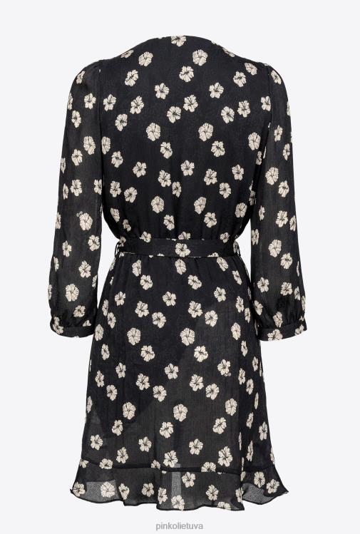trumpos suknelės | DH06P57 grafinė gėlėta mini suknelė Pinko juoda/ekru