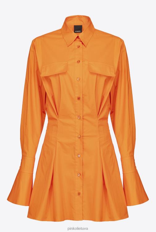 trumpos suknelės | DH06P64 trumpa medvilnės poplino marškinėlių suknelė Pinko ryškiai oranžinė