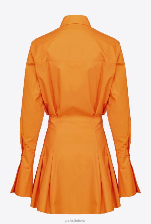 trumpos suknelės | DH06P64 trumpa medvilnės poplino marškinėlių suknelė Pinko ryškiai oranžinė