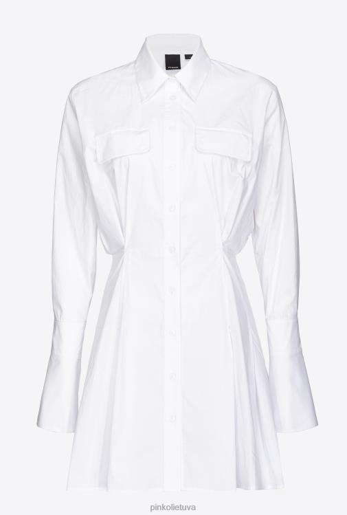 trumpos suknelės | DH06P65 trumpa medvilnės poplino marškinėlių suknelė Pinko ryškiai balta