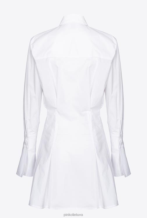 trumpos suknelės | DH06P65 trumpa medvilnės poplino marškinėlių suknelė Pinko ryškiai balta