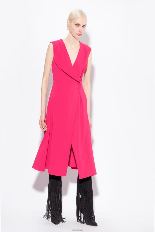 trumpos suknelės | DH06P68 elastinga krepinio midi suknelė Pinko aviečių raudonumo