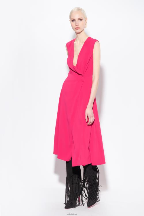 trumpos suknelės | DH06P68 elastinga krepinio midi suknelė Pinko aviečių raudonumo