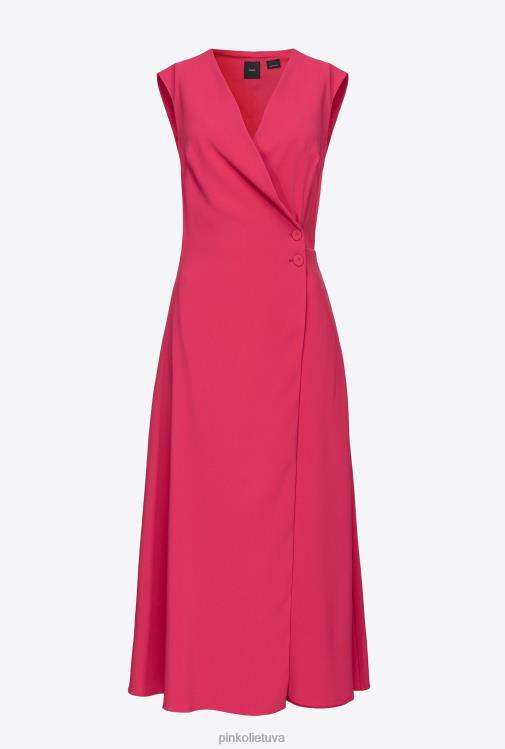 trumpos suknelės | DH06P68 elastinga krepinio midi suknelė Pinko aviečių raudonumo