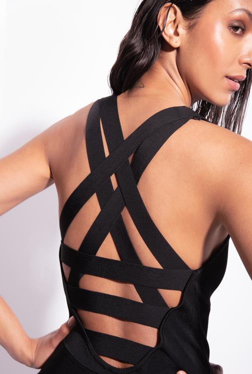 trumpos suknelės | DH06P73 mini suknelė su galine crossover detale Pinko limuzinas juodas