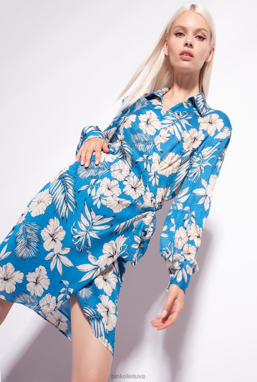 trumpos suknelės | DH06P74 grafinė gėlėta mini suknelė Pinko turkis/sviestinis/juodas