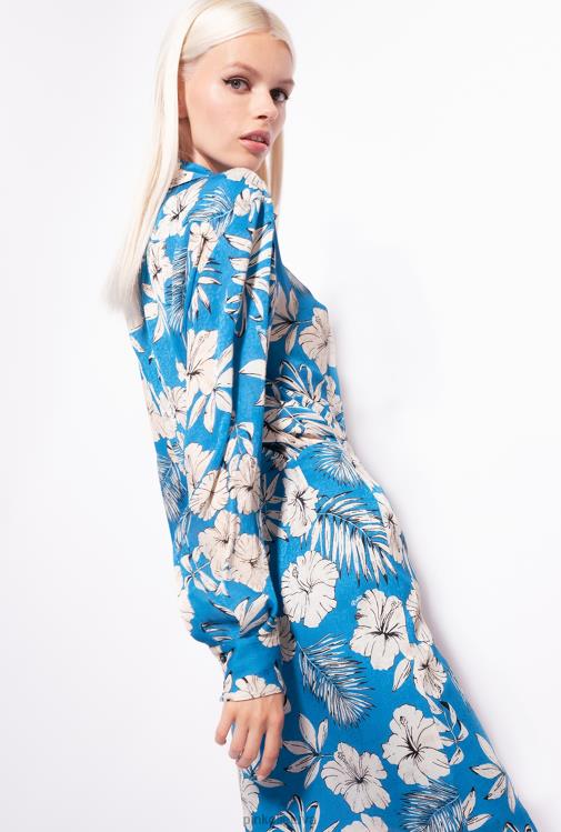 trumpos suknelės | DH06P74 grafinė gėlėta mini suknelė Pinko turkis/sviestinis/juodas