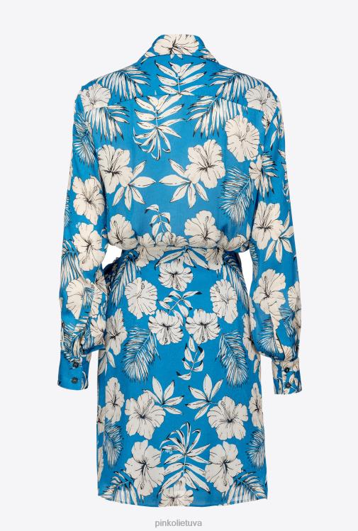 trumpos suknelės | DH06P74 grafinė gėlėta mini suknelė Pinko turkis/sviestinis/juodas