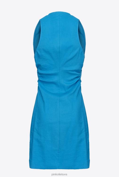 trumpos suknelės | DH06P83 lininė suknelė su sagomis Pinko direktorius mėlynas