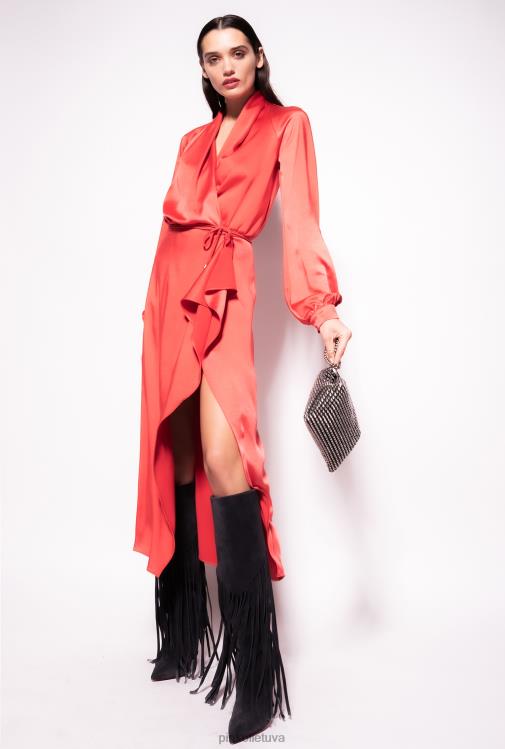 vidutinio ilgio suknelės | DH06P101 satino apvyniota suknele Pinko 1 formulė raudona