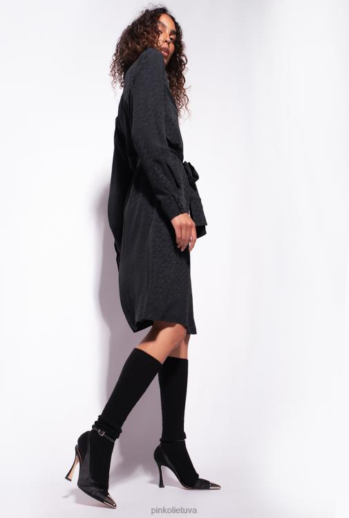 vidutinio ilgio suknelės | DH06P119 žakardo marškinių suknelė su logotipu Pinko limuzinas juodas