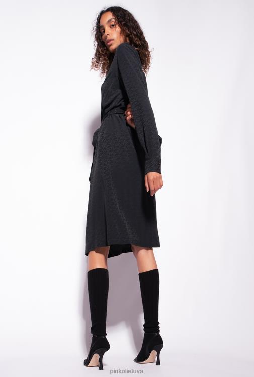 vidutinio ilgio suknelės | DH06P119 žakardo marškinių suknelė su logotipu Pinko limuzinas juodas