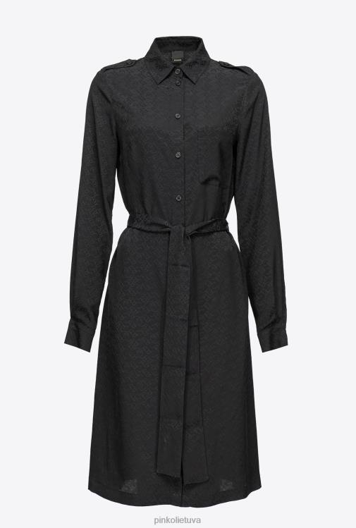 vidutinio ilgio suknelės | DH06P119 žakardo marškinių suknelė su logotipu Pinko limuzinas juodas