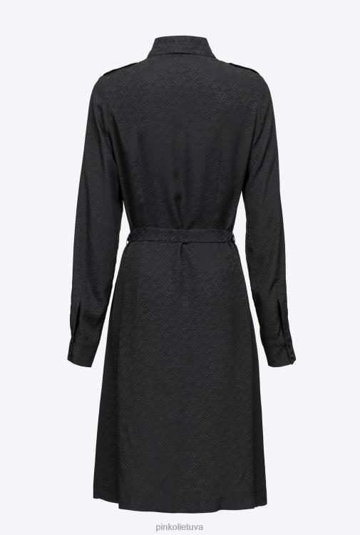 vidutinio ilgio suknelės | DH06P119 žakardo marškinių suknelė su logotipu Pinko limuzinas juodas