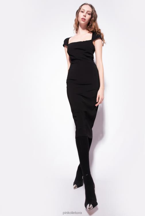 vidutinio ilgio suknelės | DH06P120 ilga, paprasta, prigludusi suknelė Pinko limuzinas juodas