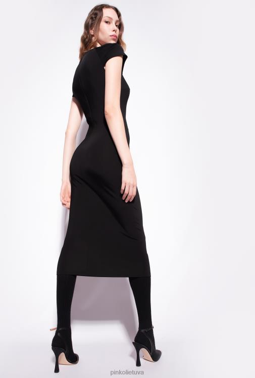 vidutinio ilgio suknelės | DH06P120 ilga, paprasta, prigludusi suknelė Pinko limuzinas juodas