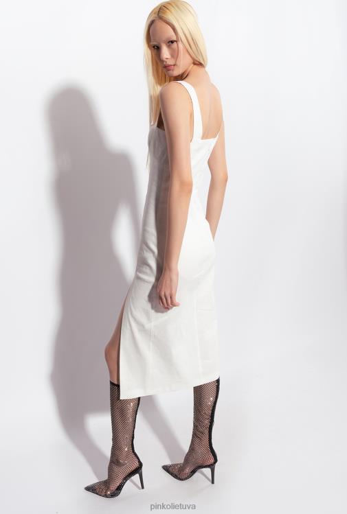 vidutinio ilgio suknelės | DH06P121 tamprios lininės suknelės iki blauzdos Pinko debesis baltas