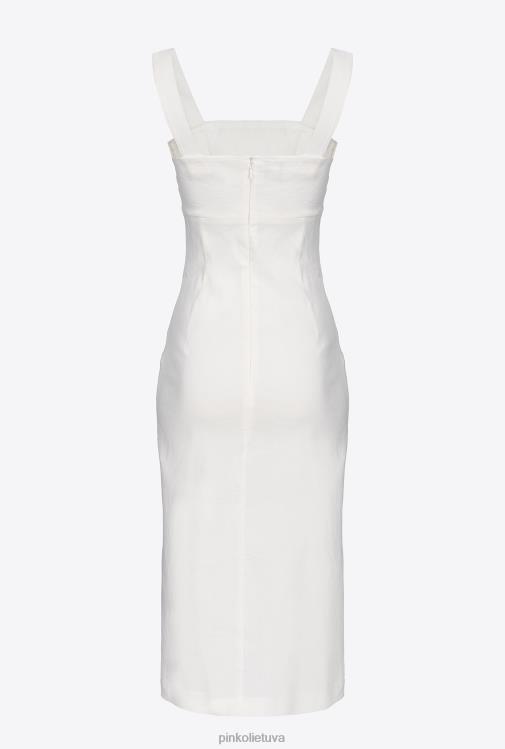 vidutinio ilgio suknelės | DH06P121 tamprios lininės suknelės iki blauzdos Pinko debesis baltas