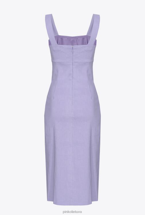 vidutinio ilgio suknelės | DH06P122 tamprios lininės suknelės iki blauzdos Pinko šviesi orchidėja