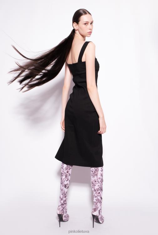 vidutinio ilgio suknelės | DH06P123 tamprios lininės suknelės iki blauzdos Pinko limuzinas juodas