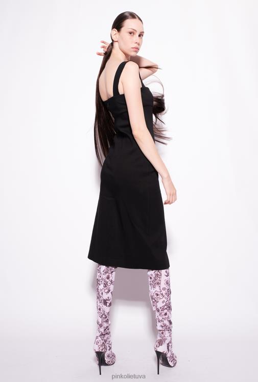 vidutinio ilgio suknelės | DH06P123 tamprios lininės suknelės iki blauzdos Pinko limuzinas juodas