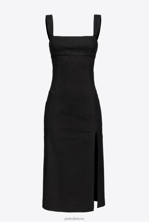 vidutinio ilgio suknelės | DH06P123 tamprios lininės suknelės iki blauzdos Pinko limuzinas juodas