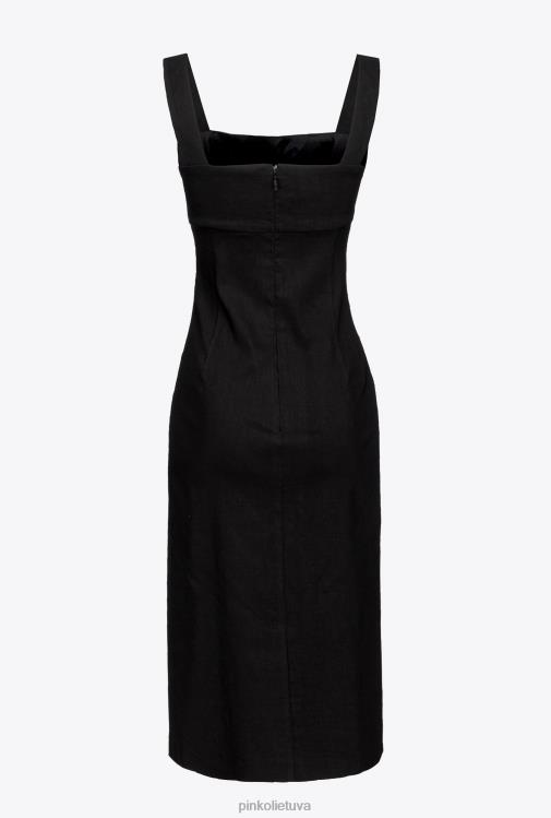 vidutinio ilgio suknelės | DH06P123 tamprios lininės suknelės iki blauzdos Pinko limuzinas juodas