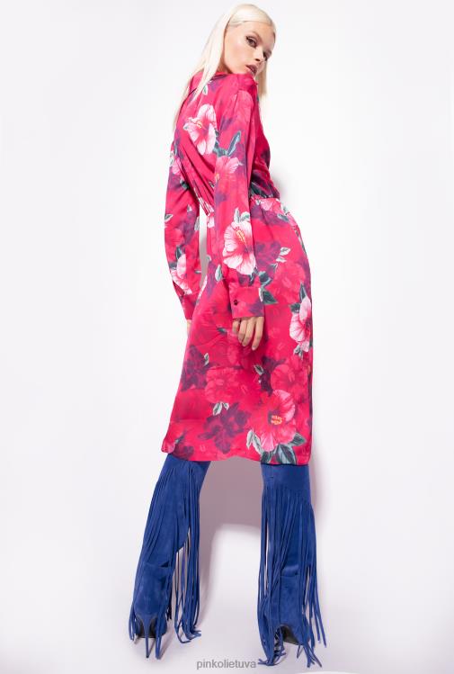 vidutinio ilgio suknelės | DH06P145 hibiscus marginto marškinių suknelė Pinko keli. fuksija/rožinė