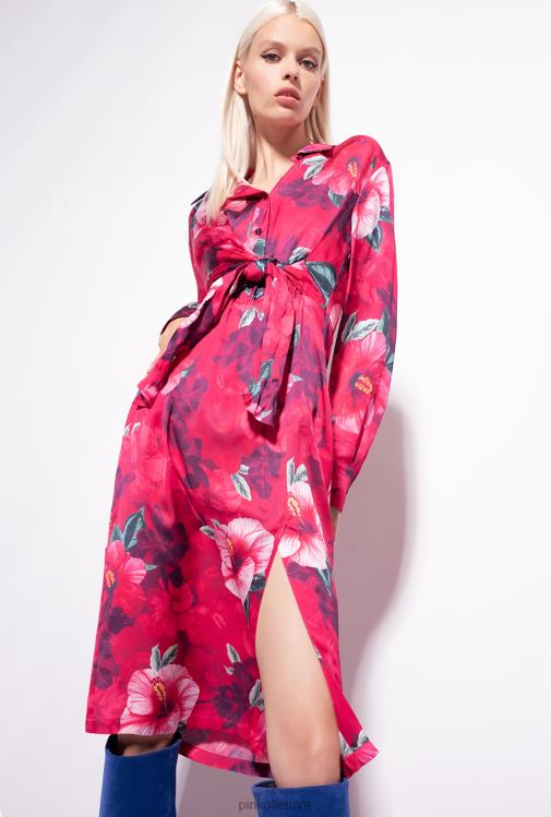 vidutinio ilgio suknelės | DH06P145 hibiscus marginto marškinių suknelė Pinko keli. fuksija/rožinė