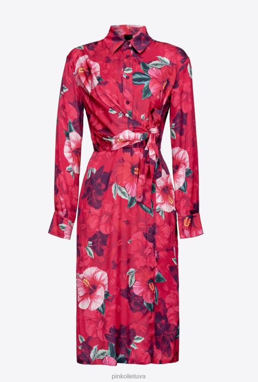 vidutinio ilgio suknelės | DH06P145 hibiscus marginto marškinių suknelė Pinko keli. fuksija/rožinė