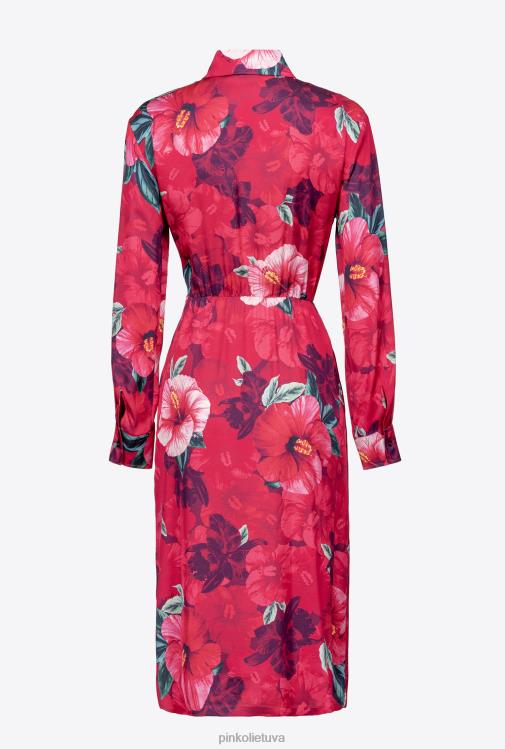 vidutinio ilgio suknelės | DH06P145 hibiscus marginto marškinių suknelė Pinko keli. fuksija/rožinė