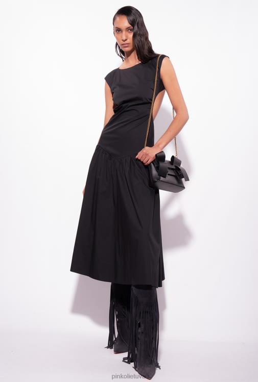 vidutinio ilgio suknelės | DH06P158 poplino suknelė atvira nugara Pinko limuzinas juodas
