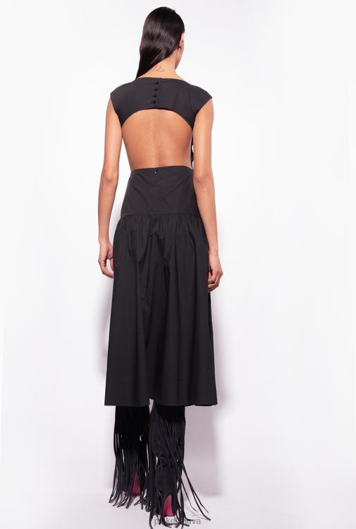 vidutinio ilgio suknelės | DH06P158 poplino suknelė atvira nugara Pinko limuzinas juodas