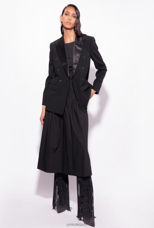 vidutinio ilgio suknelės | DH06P158 poplino suknelė atvira nugara Pinko limuzinas juodas