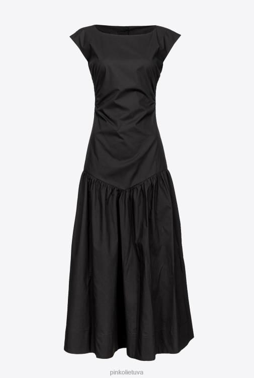 vidutinio ilgio suknelės | DH06P158 poplino suknelė atvira nugara Pinko limuzinas juodas