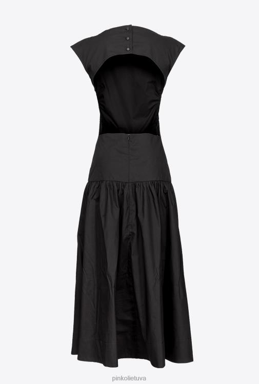 vidutinio ilgio suknelės | DH06P158 poplino suknelė atvira nugara Pinko limuzinas juodas