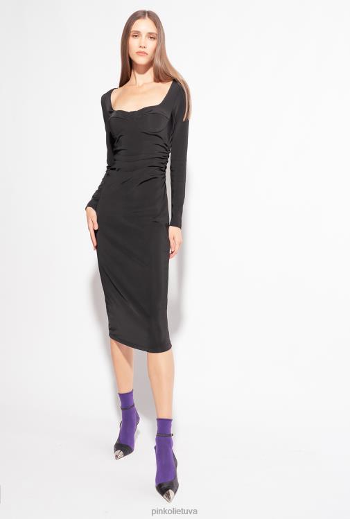 vidutinio ilgio suknelės | DH06P193 skysto neopreno suknelė Pinko limuzinas juodas