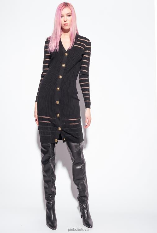 vidutinio ilgio suknelės | DH06P222 dryžuota megzta suknelė Pinko limuzinas juodas