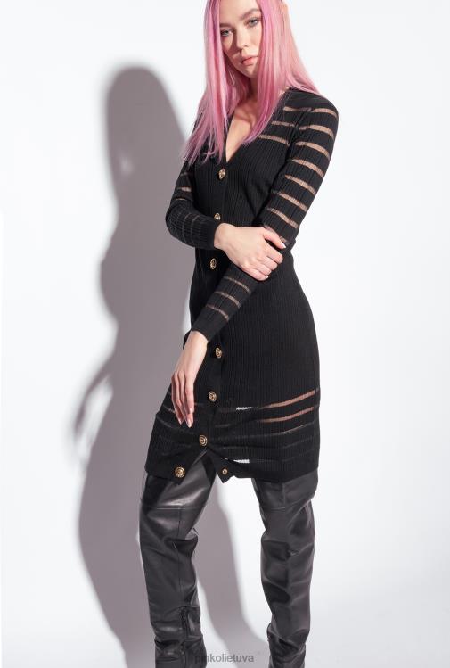 vidutinio ilgio suknelės | DH06P222 dryžuota megzta suknelė Pinko limuzinas juodas