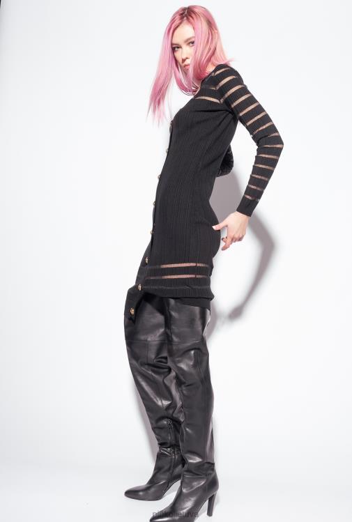 vidutinio ilgio suknelės | DH06P222 dryžuota megzta suknelė Pinko limuzinas juodas