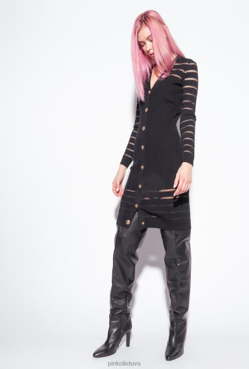 vidutinio ilgio suknelės | DH06P222 dryžuota megzta suknelė Pinko limuzinas juodas