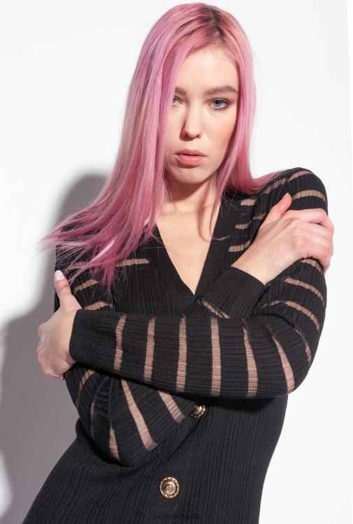 vidutinio ilgio suknelės | DH06P222 dryžuota megzta suknelė Pinko limuzinas juodas